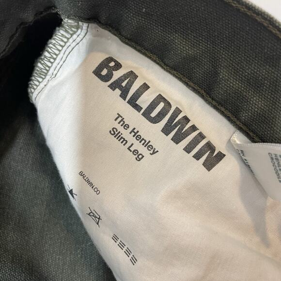 Baldwin Henley Jeans Men’s 33x31 Verdant Green Slim Straight Stretch USA Made - Picture 9 of 10